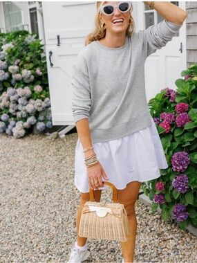 Addison Bay like new mom on the go White Tiered and gray dress